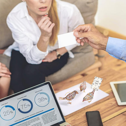 Modern Table Decor Set of 3 - Handmade Metal Bird Sculptures with Colorful Wire Weaving, Multi-Pose Rustic Home Accent & Christmas Tree Ornaments