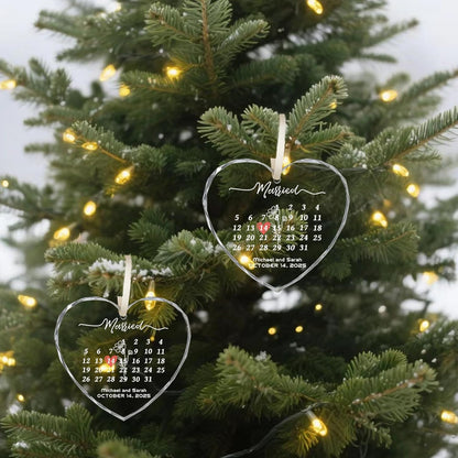 First Christmas Married Ornament 2025, Custom Wedding Crystal Glass Ornament with Photo, Name or Date, Personalized Wedding or Bridal Shower Gifts for Newlyweds