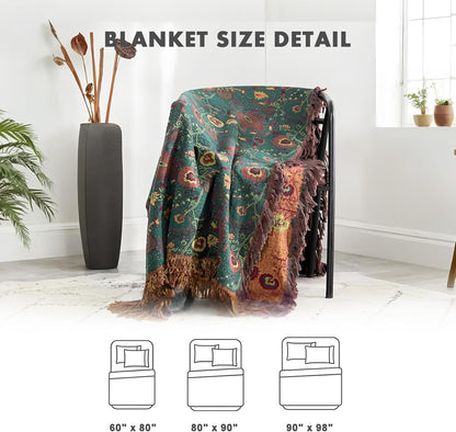 MSGKV Cotton Bed Blanket for Couch and Sofa Blankets for Living Room Bedroom Reversable Florals Throw 90"x98" Breathable Cozy Boho Blankets
