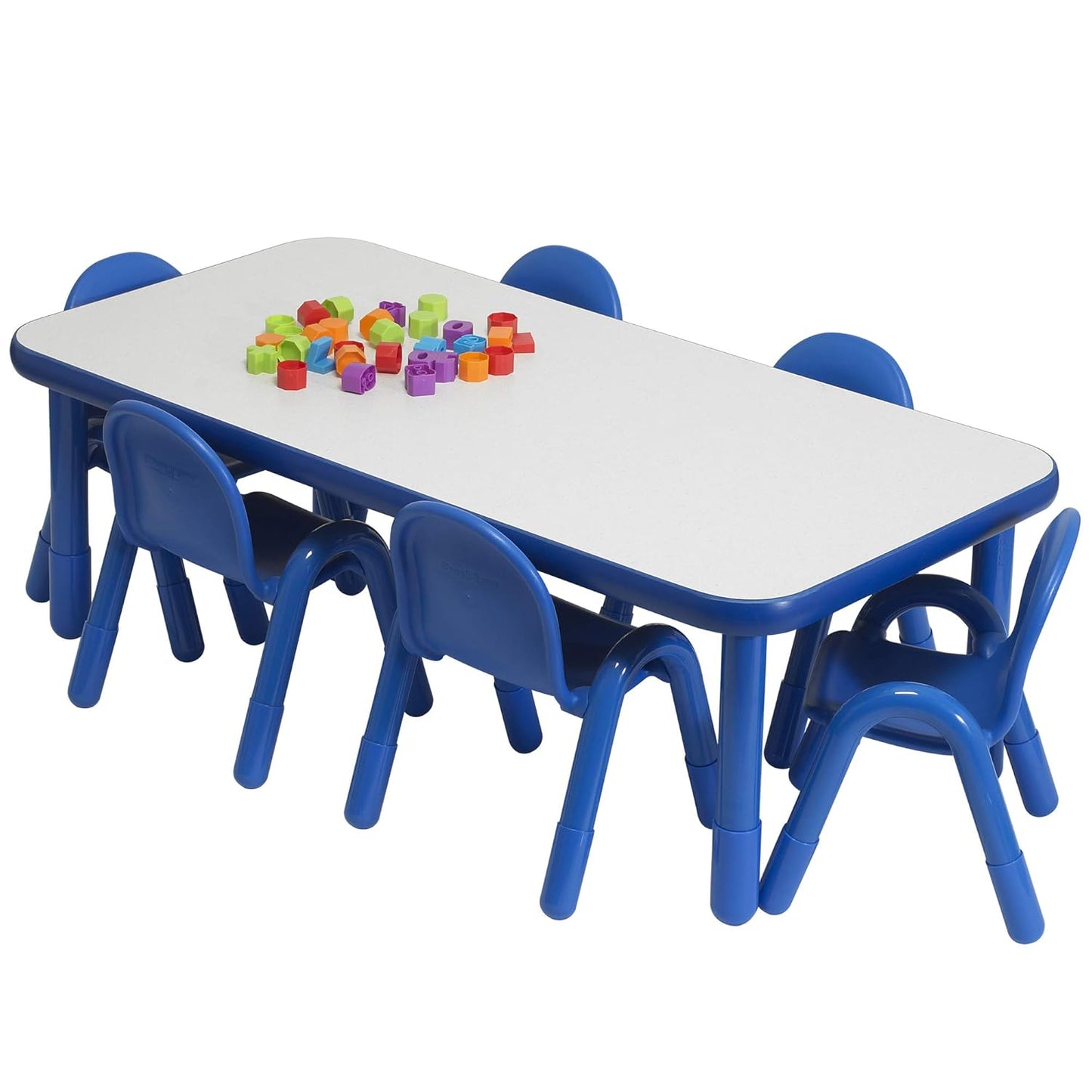 Children’s Factory Baseline Preschool 60" x 30" Rectangular Table & Chair Set - Solid Blue - AB74620PB