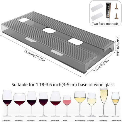 2 Pcs Wine Glass Holder,Stemware Rack Punch-free Hanging Under Cabinet for Bar,Kitchen and Restaurant (Grey)