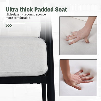 Modern Accent Chairs Set of 2 for Living Room Bedroom Mid Century Arm Chairs Upholstered Office Accent Chairs Comfy Waiting Room Chairs with Metal Frame, Cream White