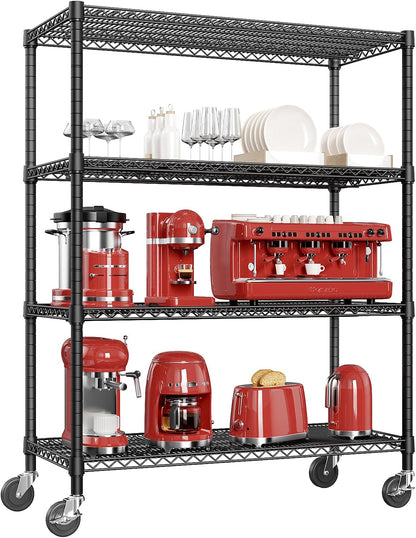 IZEUK Garage Shelving Wide Storage Shelves 4 Tier Metal Shelves 3200 LBS Heavy Duty Adjustable Utility Shelf Rack Black 23.6" D x 53.1" W x 73.6" H