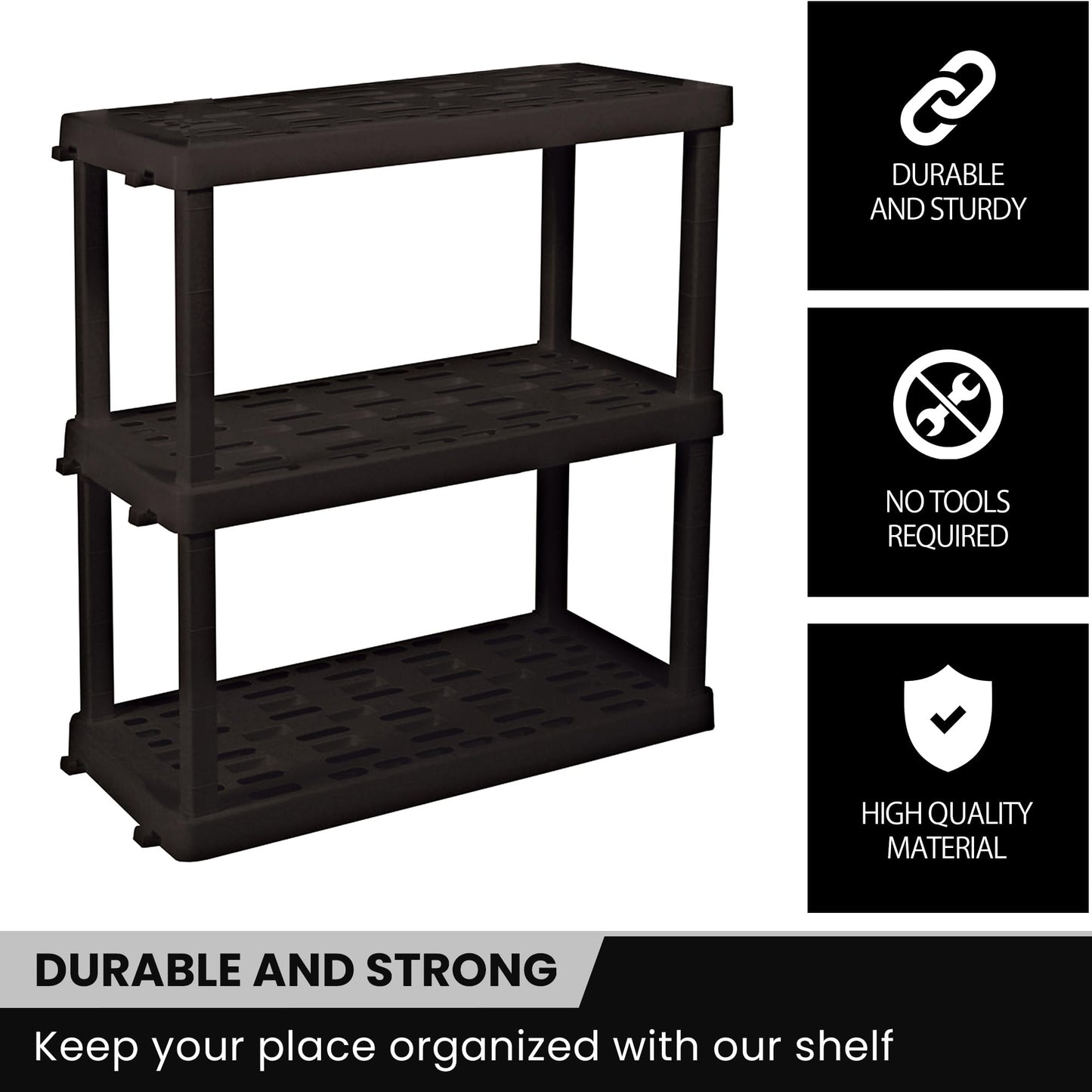 Oskar Heavy Duty Plastic Storage Shelves- for Garage, Kitchen, Bathroom Basement Kids Room