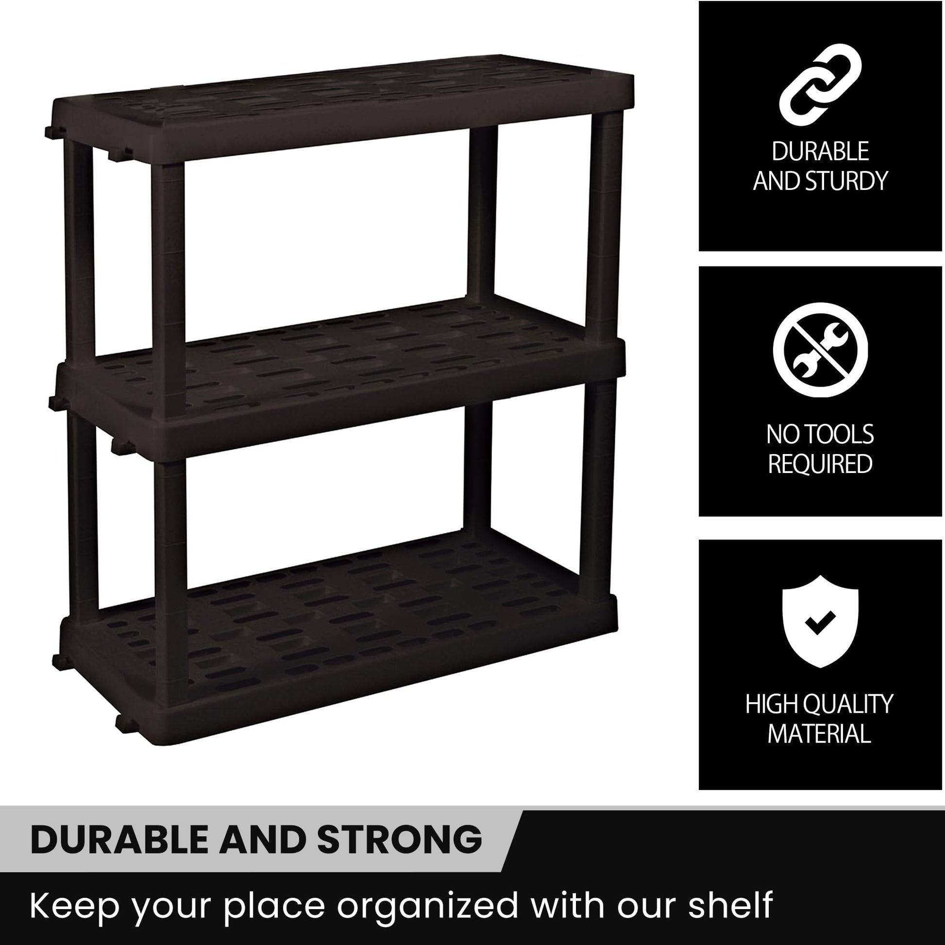 Oskar Heavy Duty Plastic Storage Shelves- for Garage, Kitchen, Bathroom Basement Kids Room