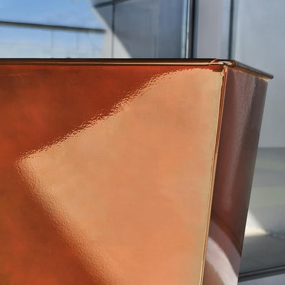 KOL 25'' & 28'' Tall Galvanized Steel Metal Glazed Planter with Insert, Set of 2, Metal Planter Pots for Indoor & Outdoor Use, Decorative Flower Plant Pots for Front Porch, Patio, Deck - Brown