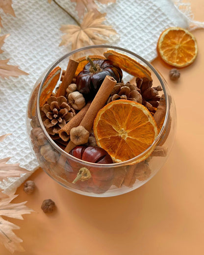 Fall Potpourri Bowl Filler with Mini Pumpkin, Cinnamon Stick, Dried Orange Slices, Pine Cone-Perfect for Farmhouse Harvest Christmas Thanksgiving Autumn Halloween Fall Scents Potpourri