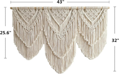 large macrame wall hanging - Boho Tapestry Macrame Wall Decor Art- Chic Bohemian Handmade Woven Tapestry Home Decoration for Bedroom Living Room Apartment Wedding Party - 43"x32" (Double-layer)