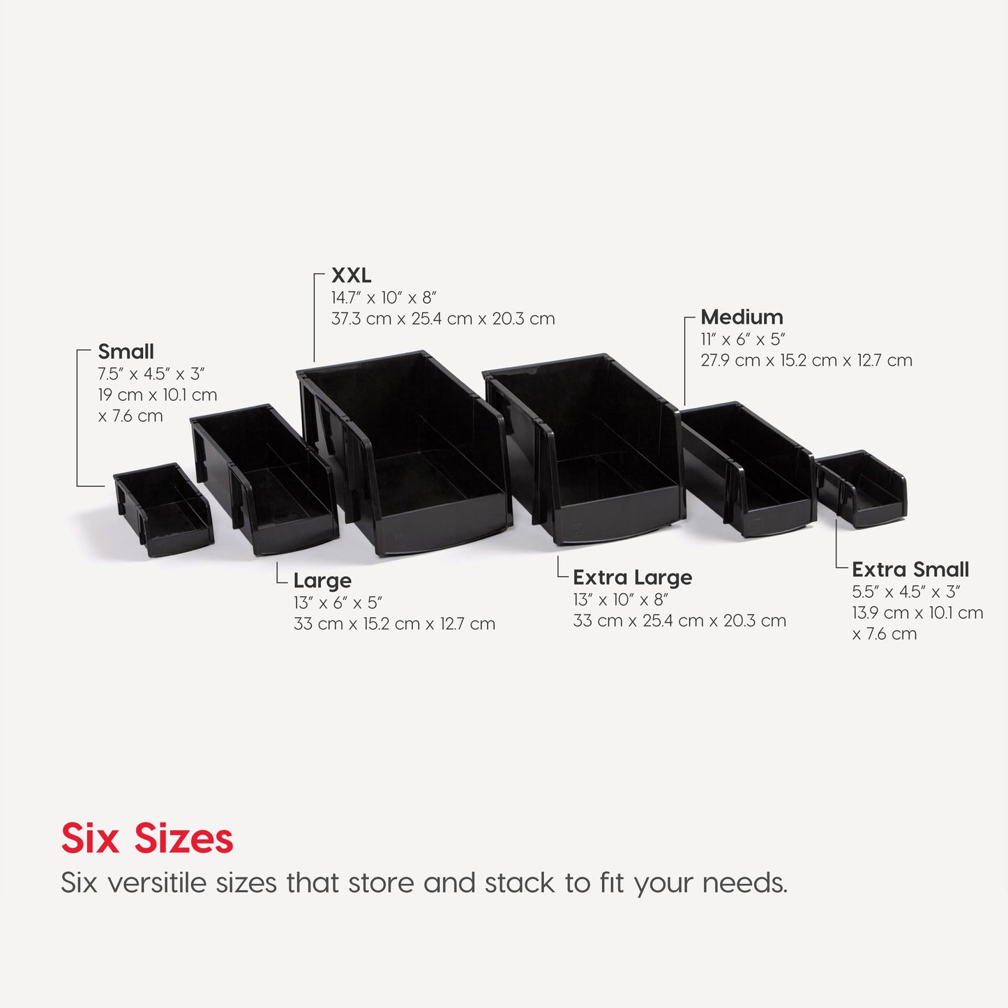 IRIS USA 15-Pack, Extra Small Stackable Storage Bins, Black
