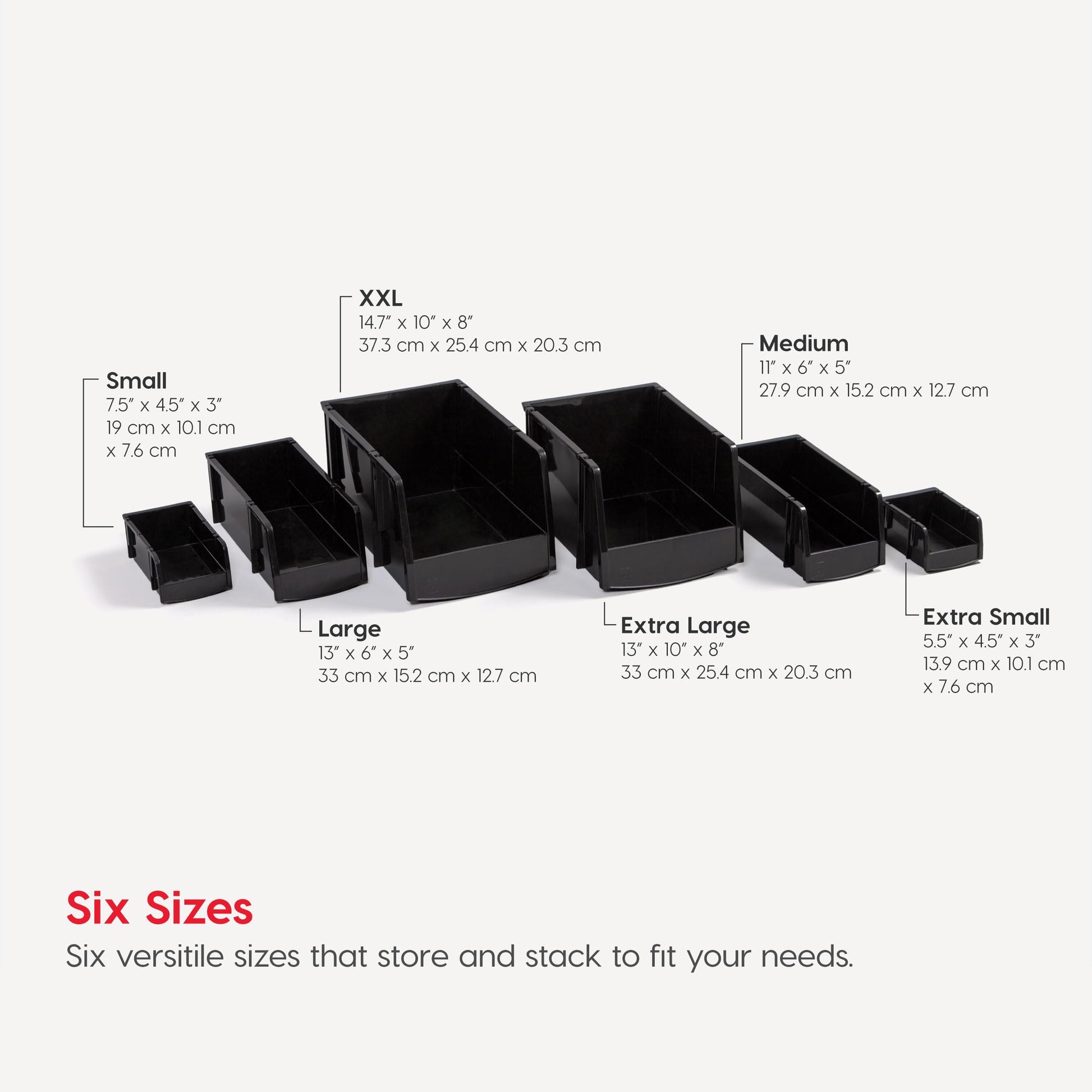 IRIS USA 15-Pack, Extra Small Stackable Storage Bins, Black