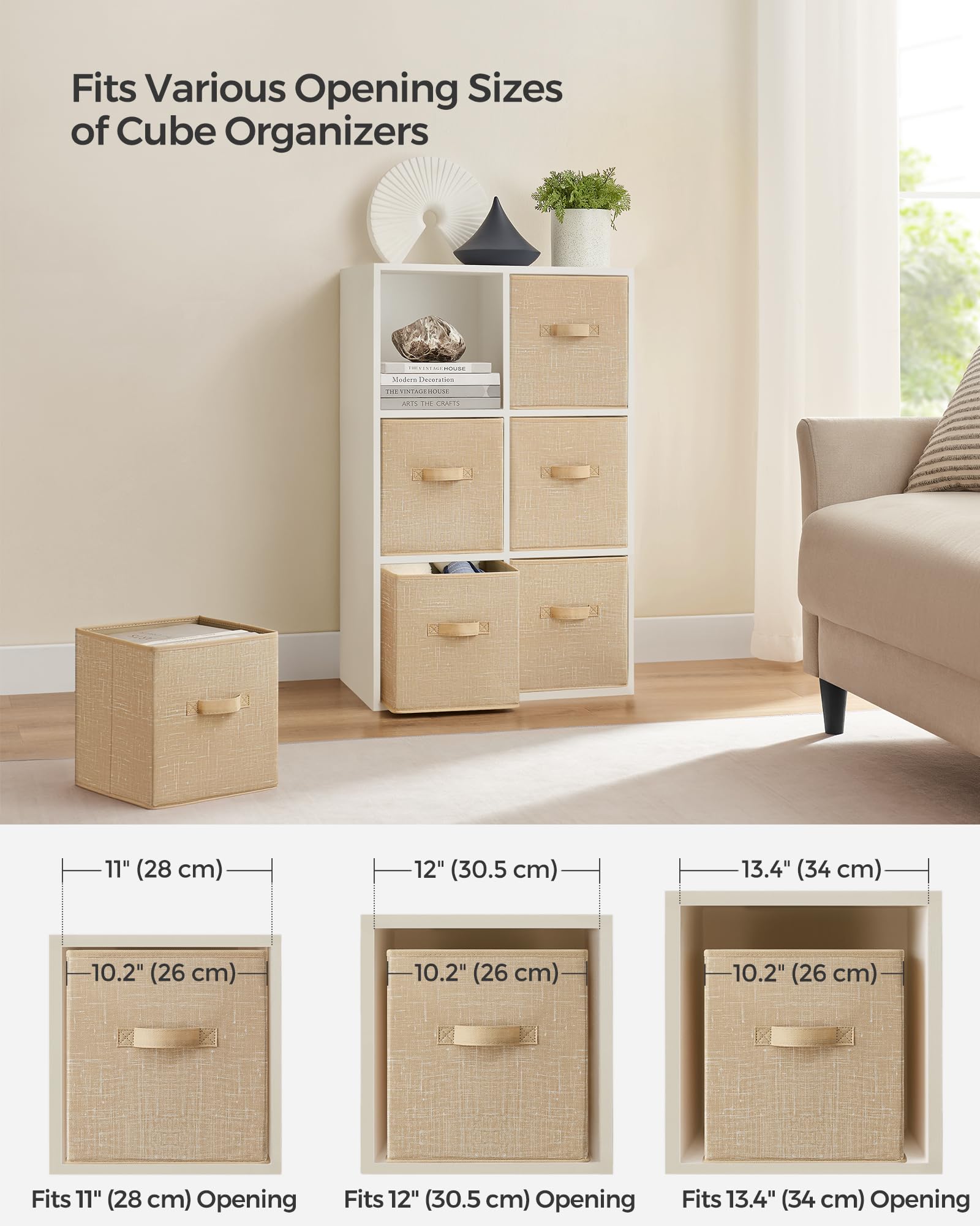 SONGMICS Storage Cubes, Set of 6, 11-Inch Foldable Closet Organizers
