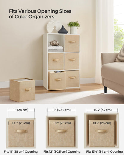 SONGMICS Storage Cubes, Set of 6, 11-Inch Foldable Closet Organizers