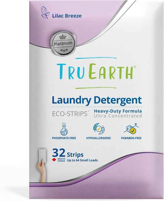 Tru Earth Platinum - Heavy Duty Laundry Detergent Sheets - Up to 64 Loads (32 Count), Lilac Breeze