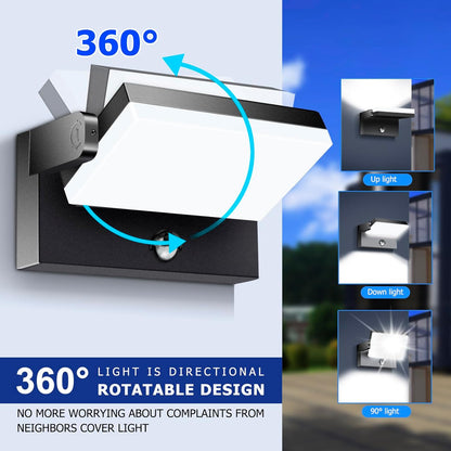 40W LED Wall Pack Lights Outdoor Motion Sensor,360 °Rotation 5000K 6000K 4000K Selectable Exterior Flood Lighting Fixture Sconce for Porch Garage Patio