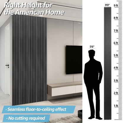 Art3d WPC Slat Wall Panels, 8-Pack 108 x 6 Inch 3D Wall Accents for Interior Wall Decor, Living Room, Bedroom, Black