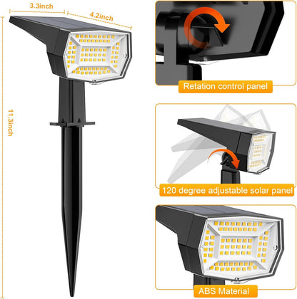 Fabrito 72 LEDs Solar Spot Lights Outdoor Waterproof, 3 Modes Landscape Spotlights, Dusk to Dawn Solar Powered Flood Wall Lights for Outside, Solar Garden Lights for Yard Porch 10 Pack (Warm White)