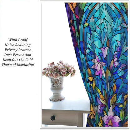 Stained Glass Curtains,Abstract Colorful Floral Geometric Art Home Decor Drapes for Bedroom Living Room Kitchen Window Treatment 2 Panels Set Total Size 84" W X 84" L Inch