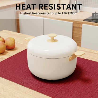 Cloth Placemats, Set of 4 Heat-Resistant Cotton Linen Blend Double Layered Machine Washable Place Mats, Wrinkle Free Thick Fabric Dining Table Mats for Indoors & Outdoors (Burgundy, 4)