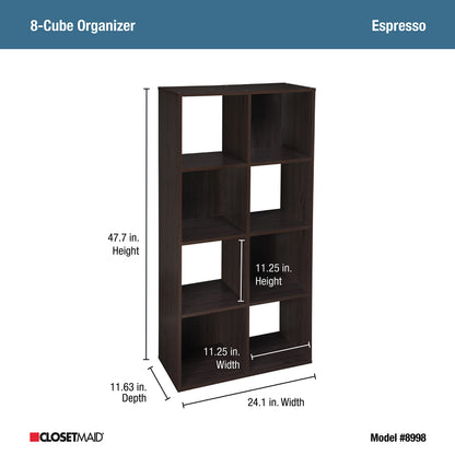ClosetMaid Cubeicals 8 Cube Storage Shelf Organizer Bookshelf, Stackable, Vertical or Horizontal