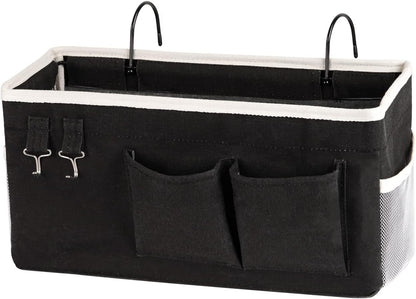 Bedside Storage Caddy/Bedside Hanging Storage Bag for Headboards Bunk Beds Dorm Rooms Book Phone Magazine Holder (Black)