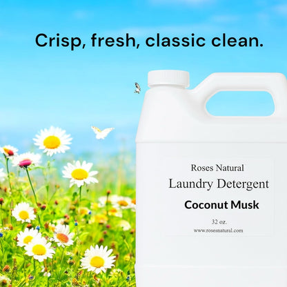 Plant-Based Liquid Laundry Detergent, 32 Fl Oz, Multiple Scents, HE Compatible (Coconut Musk)