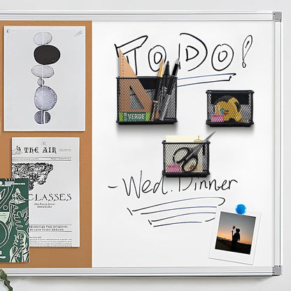 Black Magnetic Basket, Magnetic Organizer Holder Refrigerator Basket, Magnetic Baskets Heavy Duty, Magnetic Holder for Refrigerator Locker Whiteboard Office,Medium x1&Small x2 Set of 3