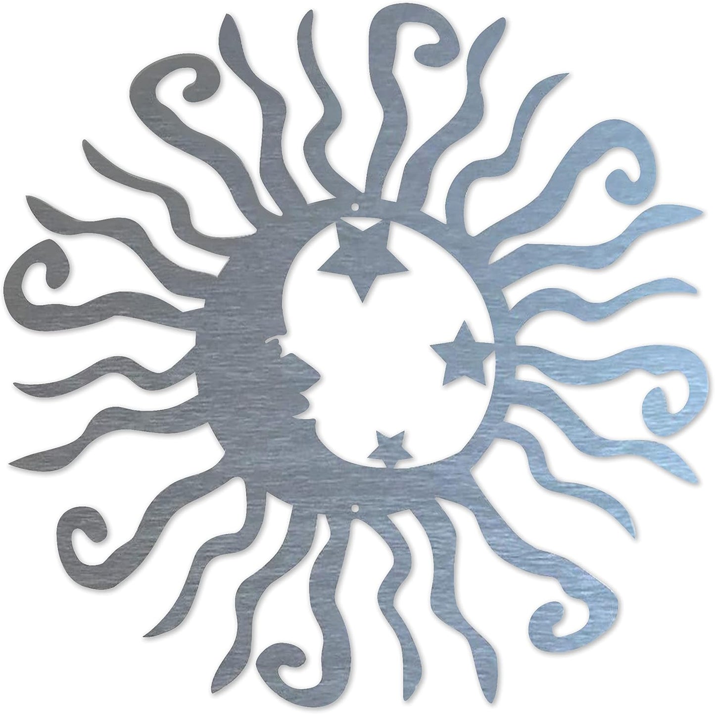 Riverside Designs Wacky Solar Moon Metal Wall Art Steel Outdoor Decor | Heavy-Duty and Waterproof | Made in USA (Silver, 18L x 18W)