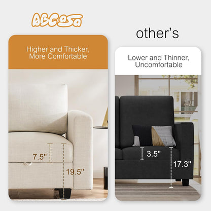 38.5 Oversized Accent Chair with Storage Beige, Single Modern Accent Sofa Chair with Arms for Apartment Living Room Linen(21" Deep Seat)