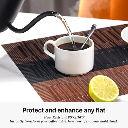 LEXMORE PlaceMats Set of 12 Vinyl/Plastic Woven Place Mats for Kitchen Table Indoor/Outdoor Washable PlaceMat Wipeable Dining Table Mats(Ombre Brown Black)