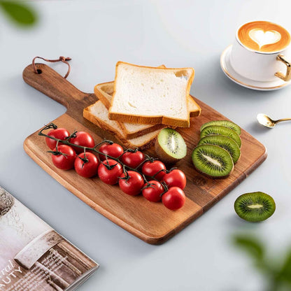 Acacia Wood Cutting Board - Wooden Kitchen Cutting Board for Meat, Cheese, Bread,Vegetables &Fruits- Charcuterie Board Cheese Serving Board with Handle (15.3"x10.2")