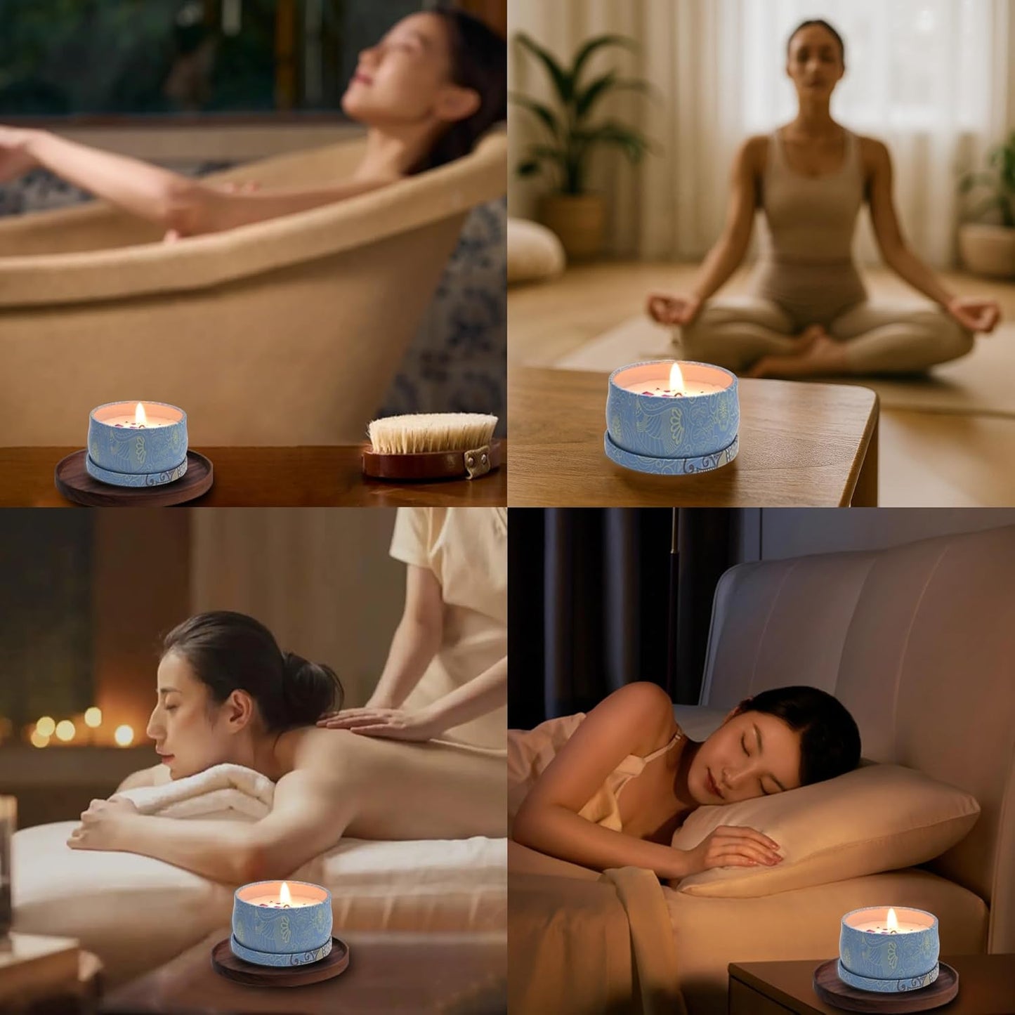 Aromatherapy Soy Candles Gift Set for Women ??4 Pack Scented Candle Set with Lavender, Rose, Jasmine & Freesia, Relaxing Stress Relief Gifts, Mother?™s Day, Christmas,Small Candles for Gifts