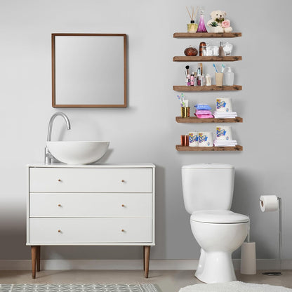 Sorbus Floating Shelves for Wall, Bathroom Shelves Wall Mounted for Kitchen, Bedroom, Living Room, Bathroom Storage, Over Toilet, Hanging Book Shelf for Ｗall Home Decor (Mahogony, 5 Pack)