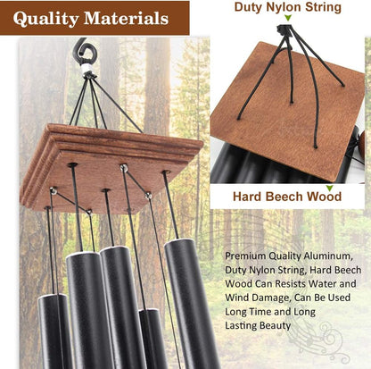 Astarin Wind Chimes Outdoor Deep Tone, Memorial Wind Chimes Outdoor, Gifts for Housewarming/ Mother Day/ Christmas, Outdoor Decor for Patio, Garden, Yard, Home (36 Inch Black Wind Chime)