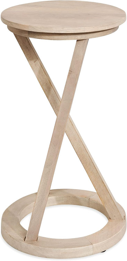 Kate and Laurel Aja Modern Round Side Table, 15 x 15 x 23, White, Decorative Modern Geometric Wood Bedroom Nightstand Table