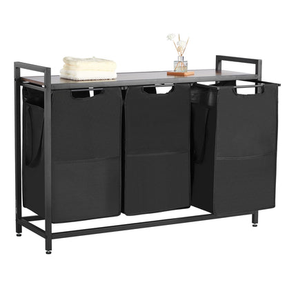 VEVOR 3 Section Laundry Sorter, Large Laundry Hamper with Metal Frame and Wooden Tabletop