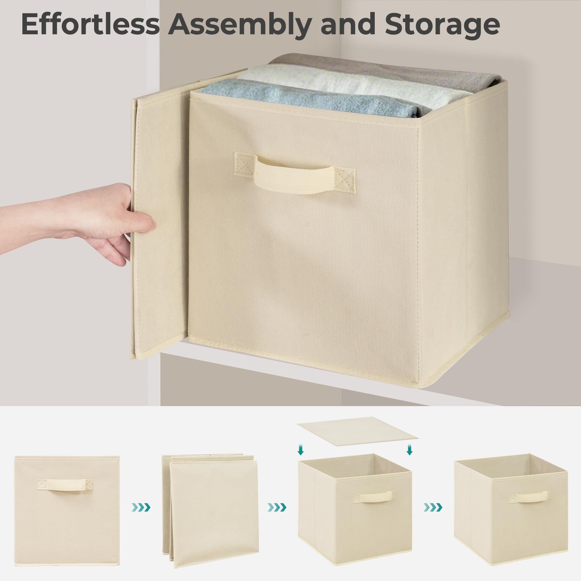 STORAGEIDEAS 11 Inch Fabric Storage Cubes, Sturdy Foldable Storage Bins, Heavy Duty Cube Organizer
