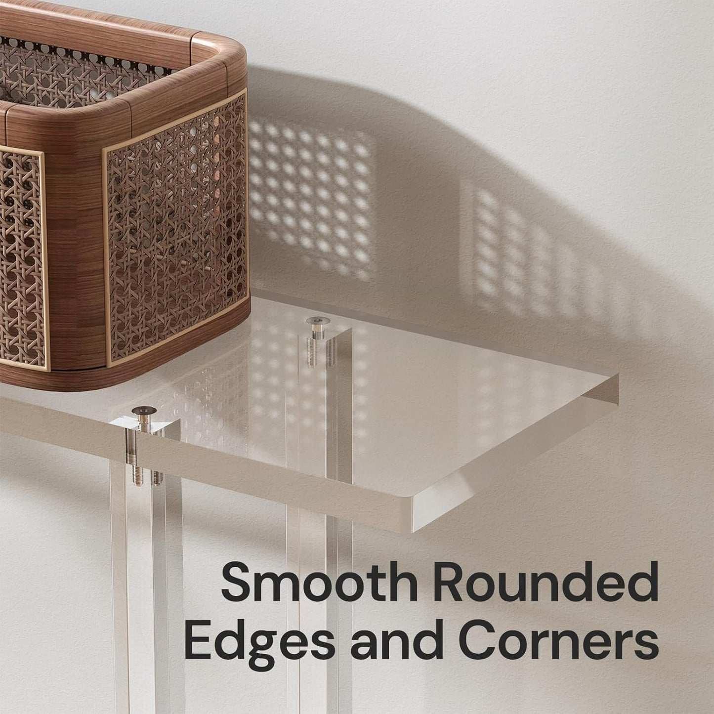 Acrylic Narrow Console Table for Entryway, 7.6" D x 39.4" W x 31.5" H, Square Legs, Skinny Entry Table for Sofa, Foyer, Hallway, Living Room, Modern, 2-Tier, Clear