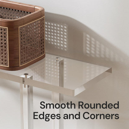 Acrylic Narrow Console Table for Entryway, 7.6" D x 39.4" W x 31.5" H, Square Legs, Skinny Entry Table for Sofa, Foyer, Hallway, Living Room, Modern, 2-Tier, Clear