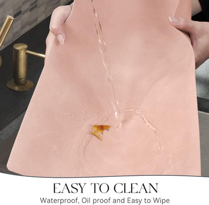 MOSAYT Vinyl Placemats Set of 8-12 X 17 Inch - Faux Leather 100% Waterproof Oil-Proof Wipeable PU Place Mats, Heat Resistant Reversible Table Mats for Kitchen, Dining, Outdoor (Pink)