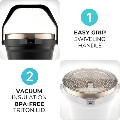 Large Insulated Ice Bucket with Lid – Stainless Steel Ice Bucket and Scoop – Ice Buckets for Parties, Bars – Ice Bucket with Lid and Scoop – Outdoor Ice Bucket, Cocktail Use (Natural Stainless)