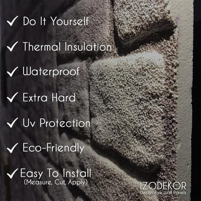 IZODEKOR 3D Stone Effect Wall Panels - Faux Stone Paneling for Living Room, Kitchen, Bathroom and More | Towards The Bridge - Pack of 3, Covers 16 sq ft