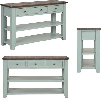 Farmhouse Wood Entryway Console Table 48-Inch Modern Sofa Entry Table with Drawers and Storage Shelves for Entrance Living Room (Green)