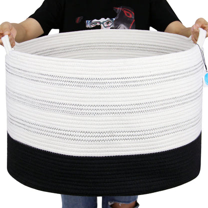 Casaphoria XXXLarge Cotton Rope Basket 22" X 22"X 14" Blanket Basket for Living Room Woven Basket