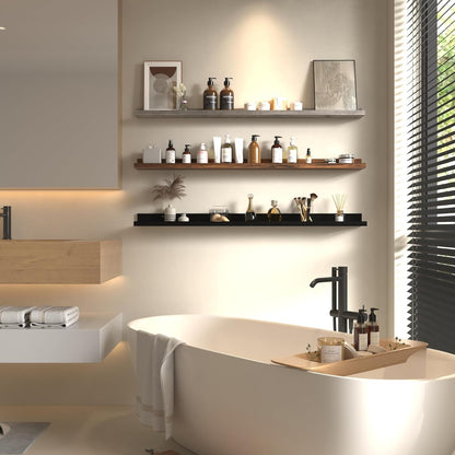 Giftgarden 47 Inch Multi Colors Floating Shelves for Wall Mount, Assorted Colors Wood Wall Shelf Ledge for Bathroom Bedroom Living Room Kitchen Storage, Set of 3 Different Sizes