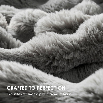 EVERGRACE Ultra Soft Luxury Fluffy Ridgeline Faux Rabbit Fur Throw Blanket, Thick Warm Bubble Throw for Bed, Cozy Plush Reversible Blankets for Couch, Chair, Sofa, Grey, 50x60 Inches, 870 GSM