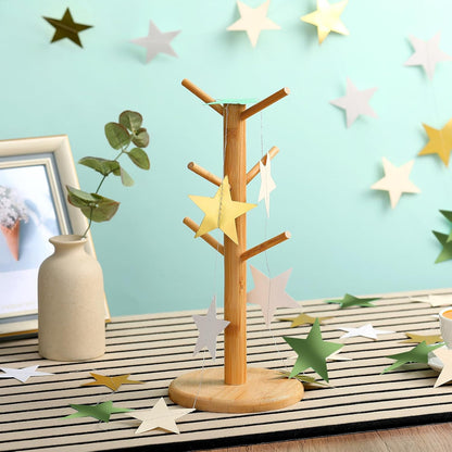 Patelai Glitter Star Garland Banner Decor 130 Feet Star Hanging Bunting Banner Twinkle Backdrop for Homecoming Classroom Wedding Birthday Halloween Christmas Party Supplies(Sage Green, Gold, White)