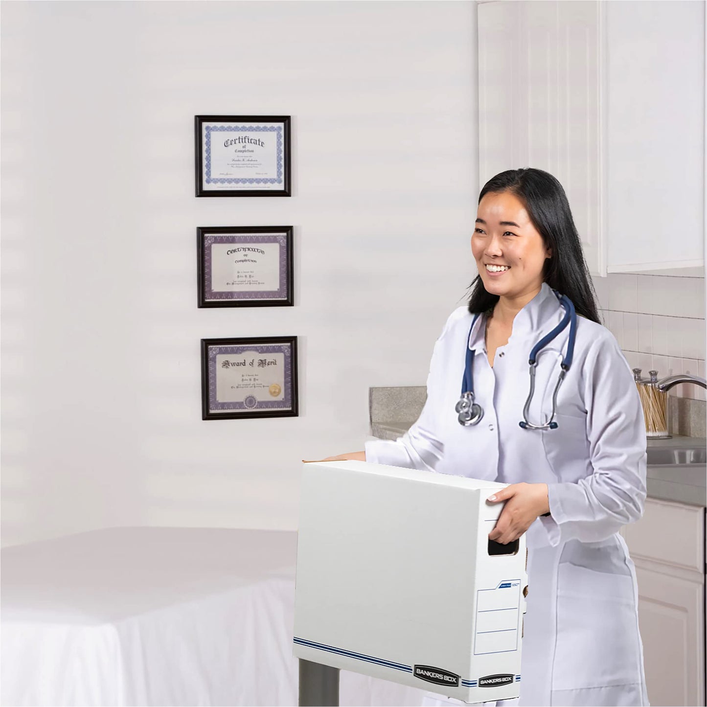 Bankers Box 12-Pack X-Ray File Storage Boxes, Secure Tab-Lock Closure