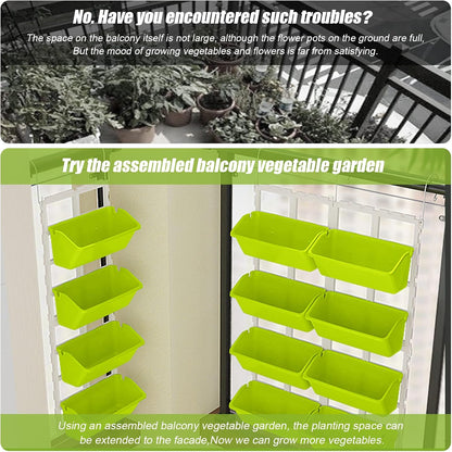 8 Pockets Vertical Planters,Wall Mounted Plastic Plant Grow Pots,Wall Pocket Planters for Indoor,Outdoor,Balcony,Garden Decoration,Light Green