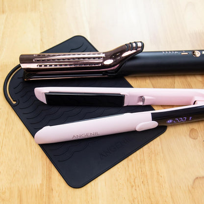 ANGENIL Heat Resistant Mat for Curling Irons, Hair Straighteners, and Flat Irons - Silicone Counter Pad and Travel Case for Hair Styling Tools