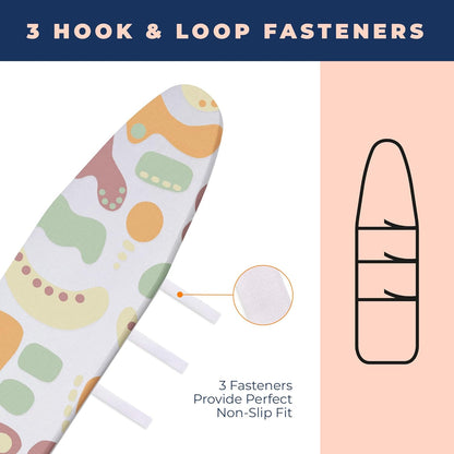 Ironing Board Cover and Pad Extra Thick Heavy Duty Padded 4 Layers Non Stick Scorch and Stain Resistant 15x54 and 3 Fasteners Elastic Edge with Bonus Protective Scorch Mesh Cloth